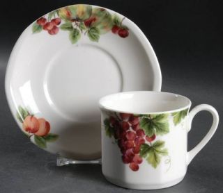 Royal Doulton Vintage Grape  Flat Cup & Saucer Set, Fine China Dinnerware   Grap