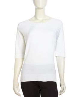 Voile Dolman Pullover Sweater, White