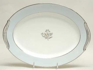 Noritake Mavis 13 Oval Serving Platter, Fine China Dinnerware   Blue Rim,Blue/Y