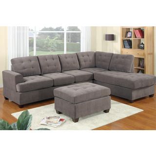 Odessa Waffle Suede Reversible Sectional Sofa