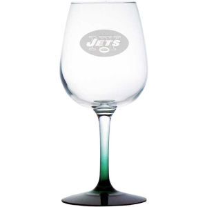 New York Jets Boelter Brands Satin Etch Wine Glass