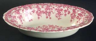 Crown Ducal Early English Ivy Pink 9 Oval Vegetable Bowl, Fine China Dinnerware
