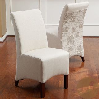 Christopher Knight Home Gilmore Beige Printed Fabric Dining Chairs (set Of 2) (Beige Printed No Assembly RequiredSturdy constructionUnique tall back designNeutral colors to match any decorSoftly cushion seat and back restDarkly stained feetDimensions 37.