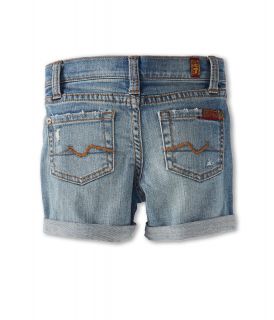 7 For All Mankind Kids Girls Mid Roll Short in Light Destroyed Girls Shorts (Blue)