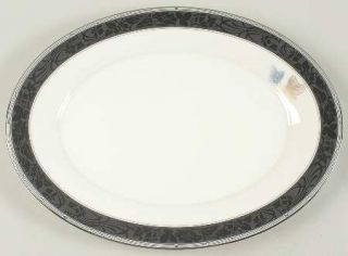 Noritake Enchanteur 13 Oval Serving Platter, Fine China Dinnerware   Gold & Blu