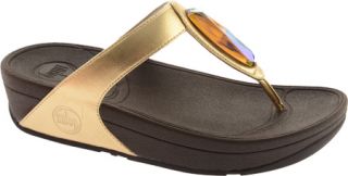 Womens FitFlop Chada Leather   Pale Gold Ornamented Shoes