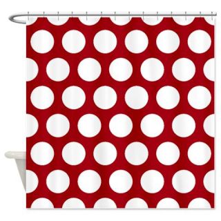  White on Brick Red Circle Pattern Shower Curtain  Use code FREECART at Checkout