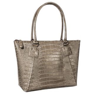 Merona Croc Textured Work Tote Handbag   Taupe