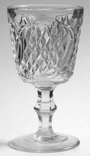 Unknown Crystal Hawaiian Pineapple Water Goblet   Pressed Glass, Swirled Diamond