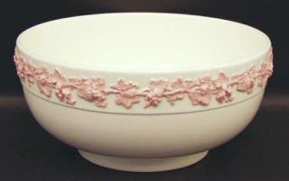 Wedgwood Pink On Cream Color (Plain Edge) 9 Salad Serving Bowl, Fine China Dinn