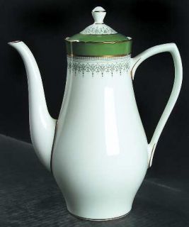 Royal Worcester Regency Green & Gray (New) Coffee Pot & Lid, Fine China Dinnerwa
