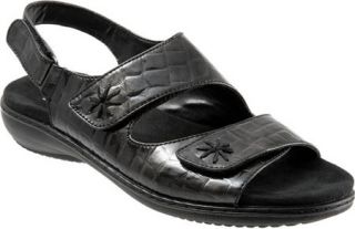Womens Trotters Tyra   Black Croc Patent Casual Shoes