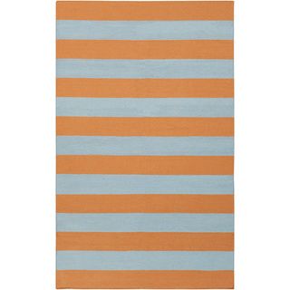 Handwoven Tangerinestripe Pumpkin Wool Rug (8 X 11)