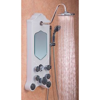 Jet pro Imperial Stainless steel Shower Spa With Eight Jets And Two Shower Heads (Antique WhiteMaterials Easy to clean fiber glass cover, fog free mirror made of tempered glass, braided stainless high pressure hoses and brass and stainless steel hardware