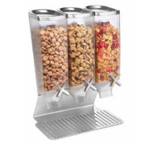 Rosseto Serving Solutions Triple 1 gal Dry Product Dispenser with Stand   3 gal Capacity, Clear/Stainless