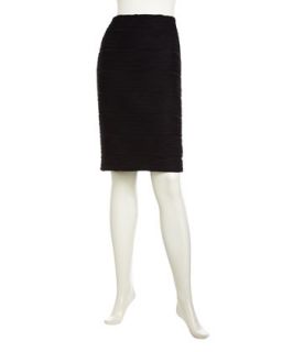 Semi Sheer Ruched Pencil Skirt, Black
