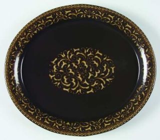 Franciscan Jamoca 14 Oval Serving Platter, Fine China Dinnerware   Yellow Scrol