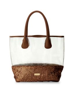 Witchcraft Clear Embossed Sequined Tote Bag, Copper