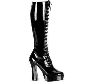 Womens Pleaser Electra 2023   Black Stretch Patent Boots