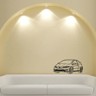Honda Civic Vinyl Wall Decal (Glossy blackMaterials VinylQuantity One (1)Setting IndoorInstallation Easy self installDimensions 25 inches high x 35 inches wide )