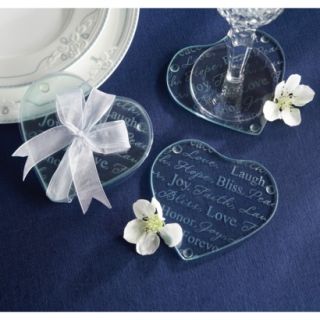 Good Wishes Heart Glass Coasters (Set of 12)