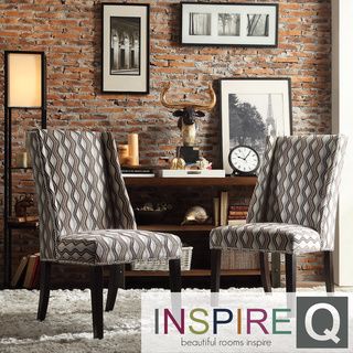 Inspire Q Regency Primary Wavy Stripe Nailhead Wingback Hostess Chairs (set Of 2)