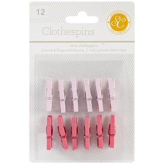 Essentials Wood Clothespins 1 12/pkg pink   Red