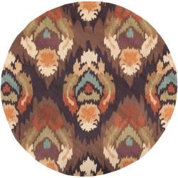 Hand hooked Brookland Silt Brown Rug (6 Round)