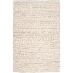 Hand woven Casual Solid White Aniak Wool Rug (8 X 10)