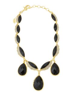 Resin Marquise & Pave Crystal Necklace, Black