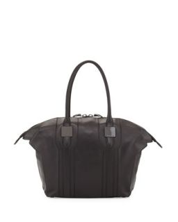 Morrison Paneled Zip Leather Tote Bag, Black