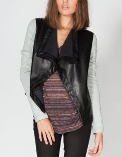 French Terry Sleeve Womens Faux Leather Blazer Black In Sizes