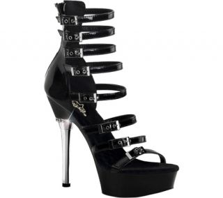 Womens Pleaser Allure 647   Black Patent/Black Strappy Shoes