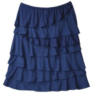 Merona Womens Knit Ruffle Skirt   Waterloo Blue   XL
