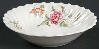 Royal Doulton Clovelly Coupe Cereal Bowl, Fine China Dinnerware   Pink Flowers,