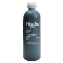 Higgins Black 16 ounce Waterproof India Ink Bottle (BlackQuantity 16 ouncesBottle PlasticSolubility Waterproof )