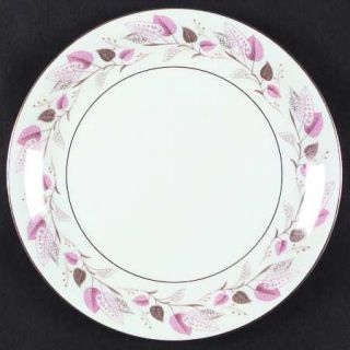 Noritake 5692 Dinner Plate, Fine China Dinnerware   Pink & Brown Leaves On Rim
