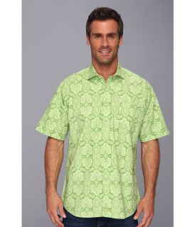 Thomas Dean & Co. Green Tonal Print S/S Button Down Shirt w/ Chest Pocket Mens Clothing (Green)
