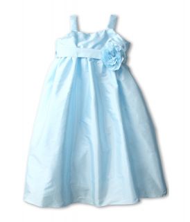 Us Angels Empire Dress w/ Sash of Fabric Flowers Girls Dress (Blue)