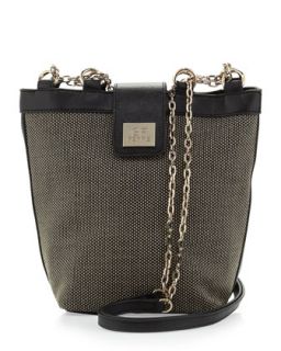 Woven Chain Strap Shoulder Bag, Brown/Black