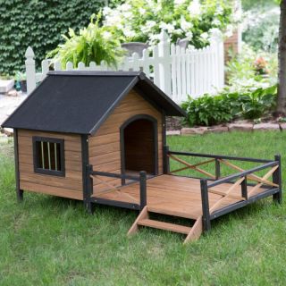 Boomer & George Lodge Dog House with Porch   Large Multicolor   DDP 1135