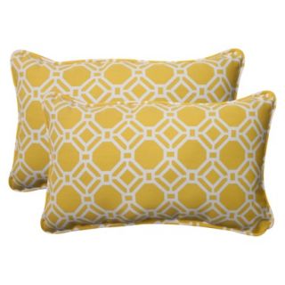 Outdoor 2 Piece Rectangular Toss Pillow Set   Yellow/White Rossmere Geometric
