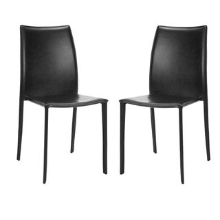 Safavieh Stackable Jazzy Vinyl Black Side Chairs (set Of 2) (BlackMaterials Metal and PVC vinylSeat height 18 inchesDimensions 36 inches high x 17 inches wide x 23 inches deepChairs stack for easy storageNumber of boxes this will ship in 1Chairs arriv