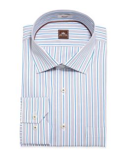 Long Sleeve Striped Poplin Shirt, Soft Gray