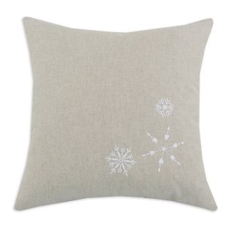 Chooty and Co Linen Natural Snowflake Embroidered Throw Pillow Multicolor  