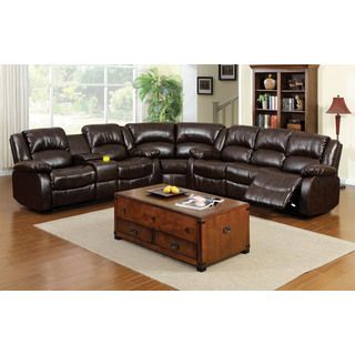 Arans Sectional Sofa Upholstered In Rustic Brown Bonded Leather