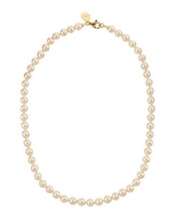 Single Strand Pearl Necklace, Ivory, 6mm