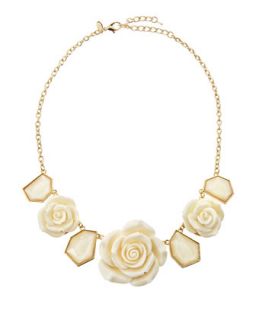 Rose and Geo Station Necklace, White