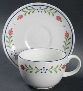 Johnson Brothers Provincial (Smooth Edge) Flat Cup & Saucer Set, Fine China Dinn