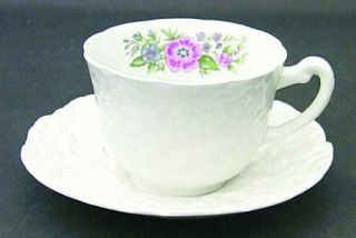 Royal Cauldon Woodstock Flat Cup & Saucer Set, Fine China Dinnerware   Embossed